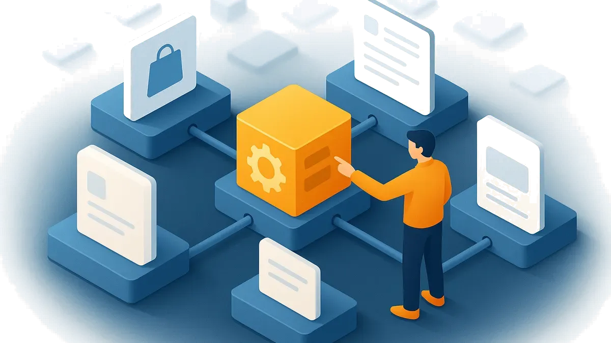A shared service model at the center of several market-specific work contexts