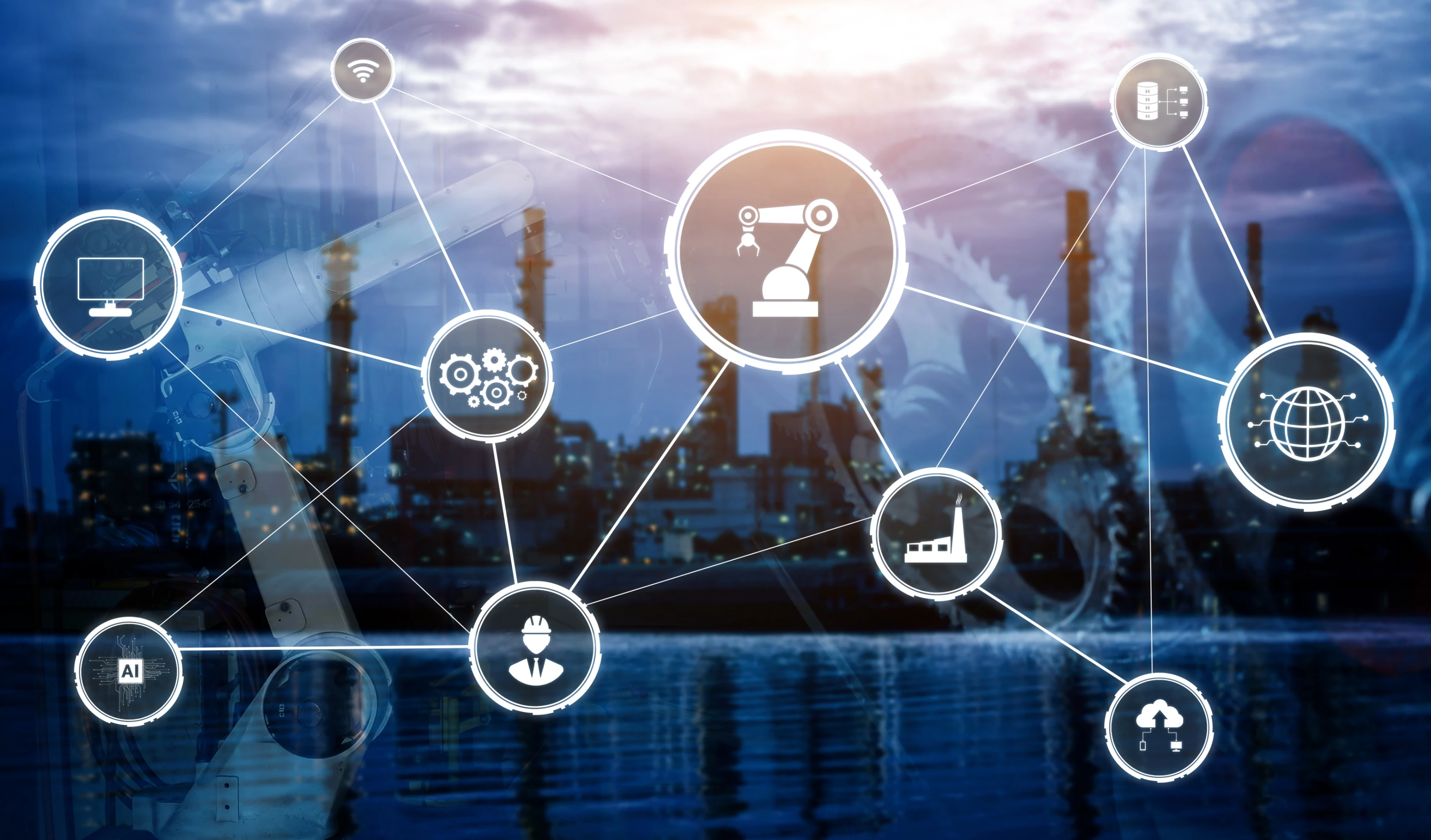 Digital smart factory connections across freight, air, and ground transport