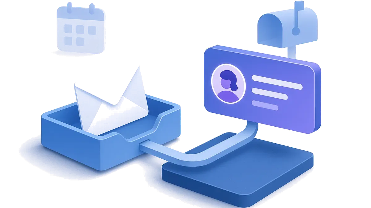 Microsoft email flowing through a connection into a routed service interaction