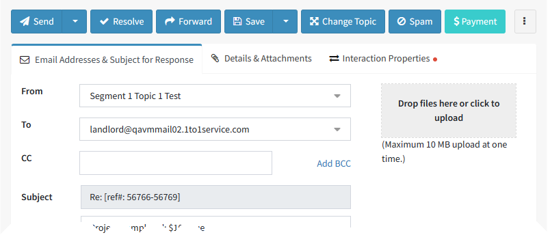 An iService payment action taken against a customer interaction