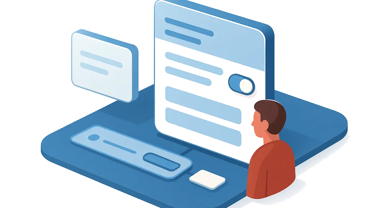 A process-specific answer panel of fields, decisions, and actions beside a workflow track