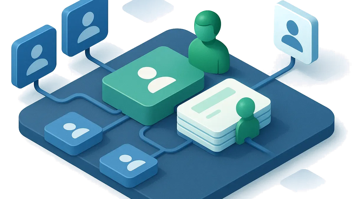 An account connecting multiple contacts and a partner around shared interaction history