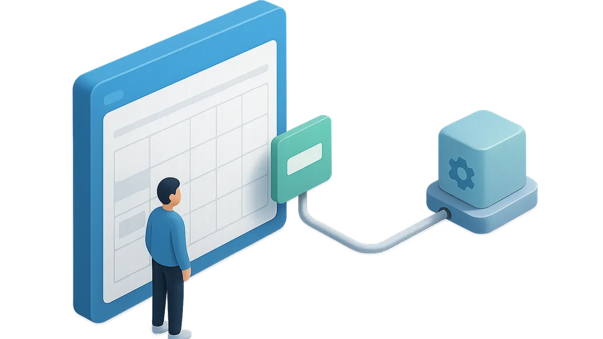 A scheduled event leaves an iService calendar workspace and enters an external automation hub