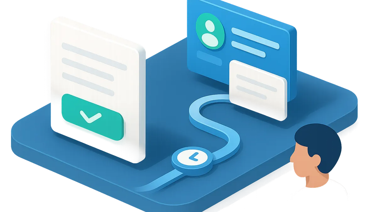 A landing form submission updating a contact and enrolling it in a scheduled mailing